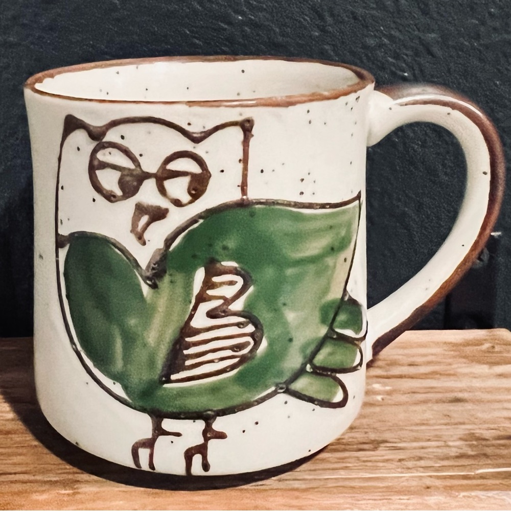 Vintage Speckled Stoneware Otagiri Owl Coffee Mug
